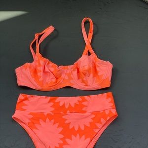 Aerie orange flower highwasted bikini